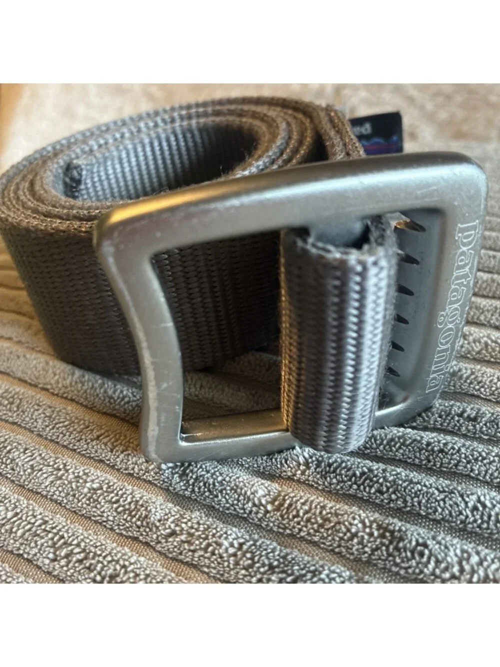 Patagonia Gray Tech Web Belt Nylon Tactical Hiking Aluminum Buckle 39” Strap